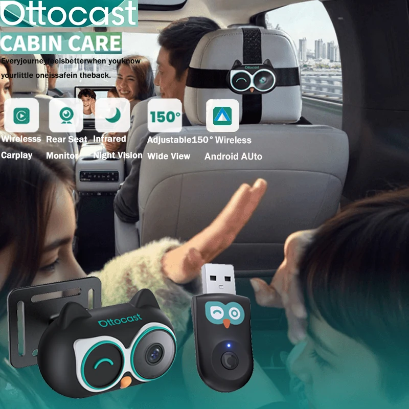 Wireless Baby Monitor - Adaptador Inalámbrico CarPlay Ottocast Cabin Care,